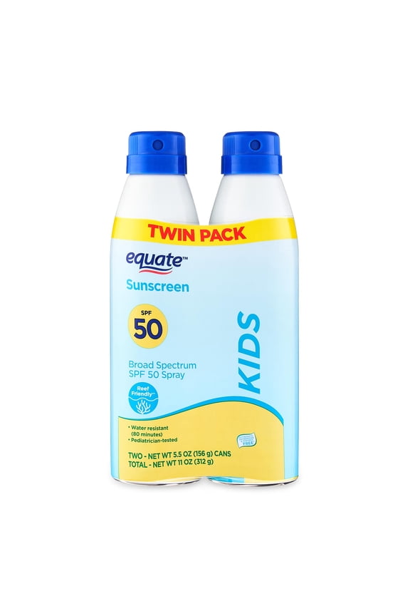 Kids Sunscreen Spray, SPF 50, 11 oz, 2 Count