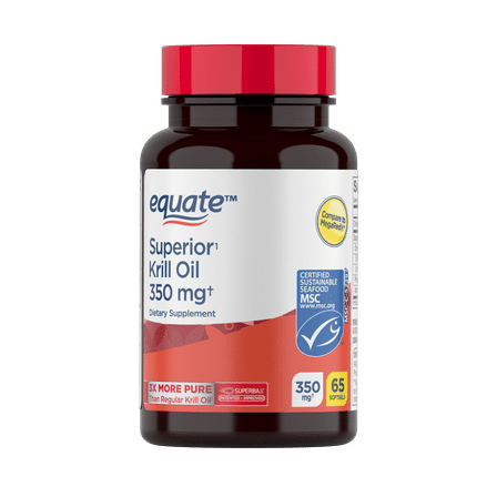 Equate Krill Oil Dietary Supplement, 350 mg, 65 Count, Compare to MegaRed®