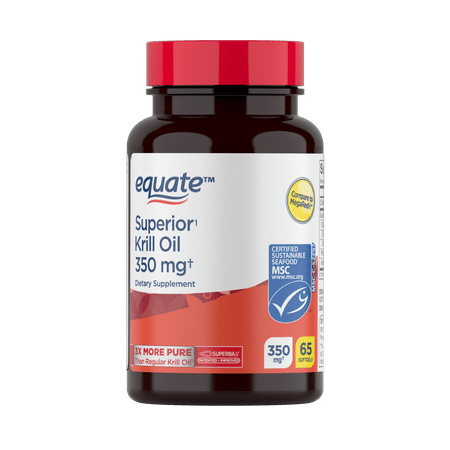 Equate Krill Oil Dietary Supplement, 350 mg, 65 count