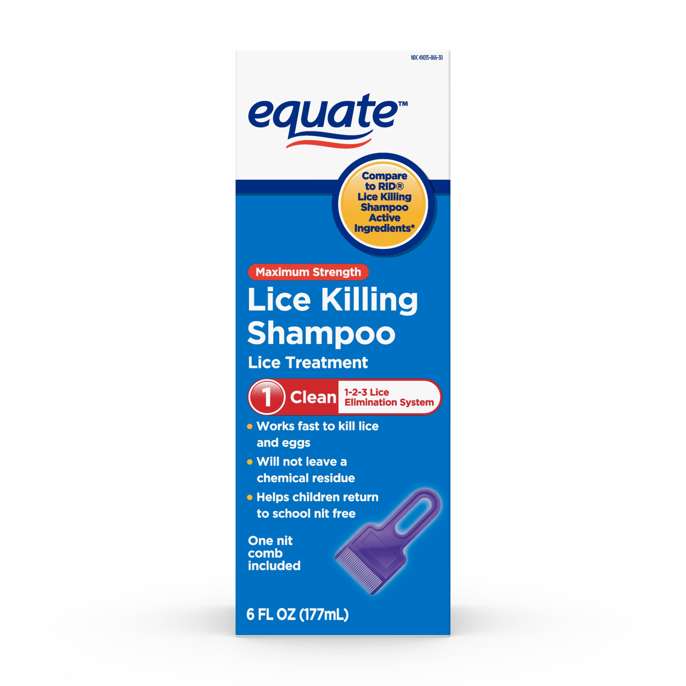 Equate Lice Killing Shampoo, Step 1 Lice Treatment For Kids and Adults