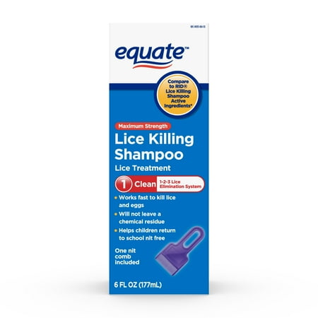 Equate Lice Killing Shampoo, Step 1 Lice Treatment For Kids and Adults, 6 Fl Oz