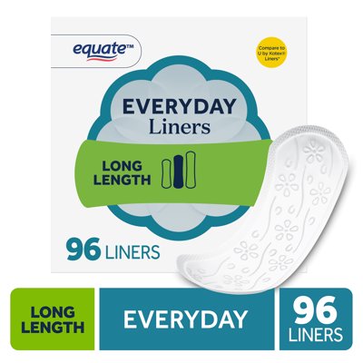 Equate Light Protection Everyday Panty Liners, Long Length, 96 Count HSA/FSA Eligible