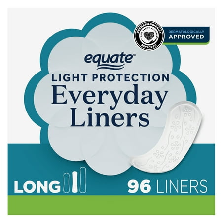 Equate Light Protection Everyday Panty Liners, Long Length, Unscented, Compare to U by Kotex® (96 Count)