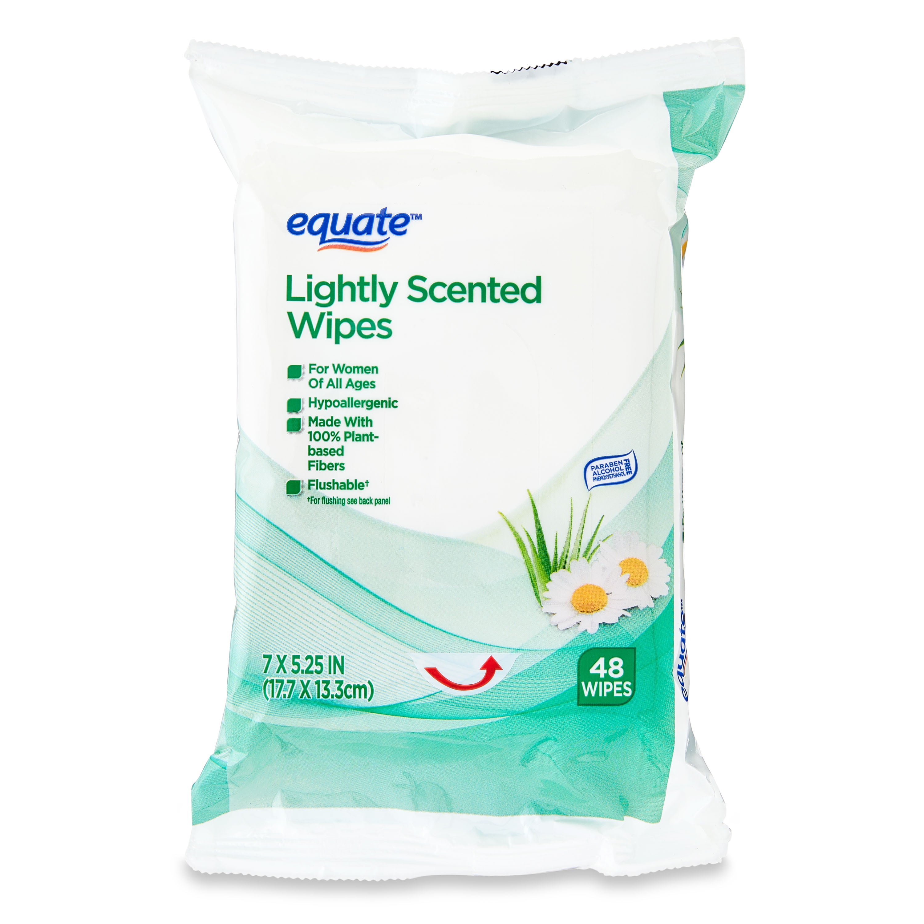Equate Lightly Scented Personal Wipes, 1 Resealable Pack of 48 Total Wipes