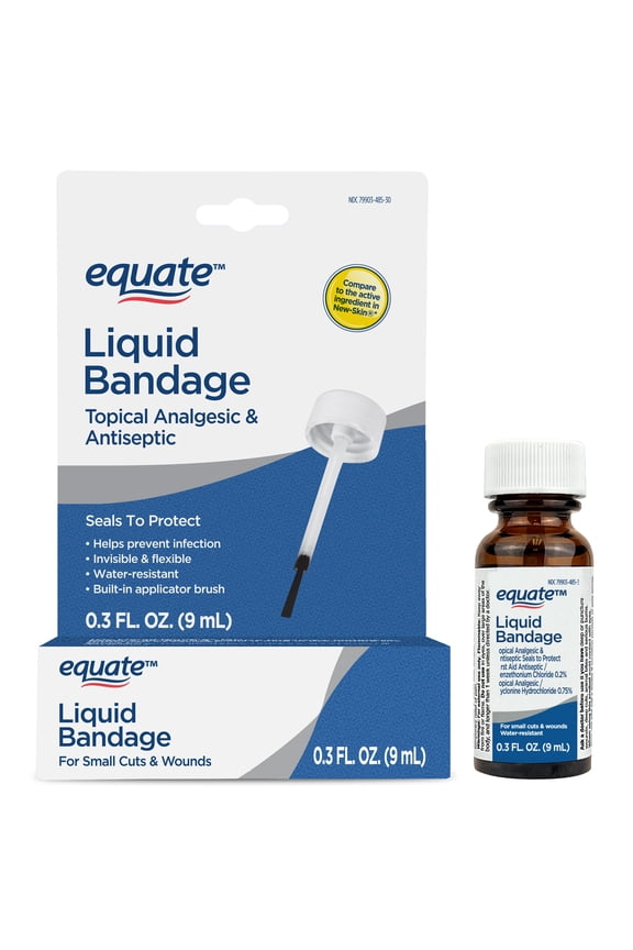 Liquid Bandage, Topical Analgesic and Antiseptic for Small Cuts, 0.3oz, Compare to the Active Ingredient in New Skin®