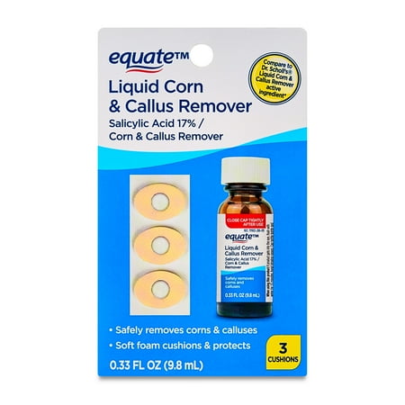 Equate Liquid Corn & Callus Remover with 3 Cushions, 0.33 fl oz, Compare to Dr Scholl's® Liquid Corn/Callus Remover