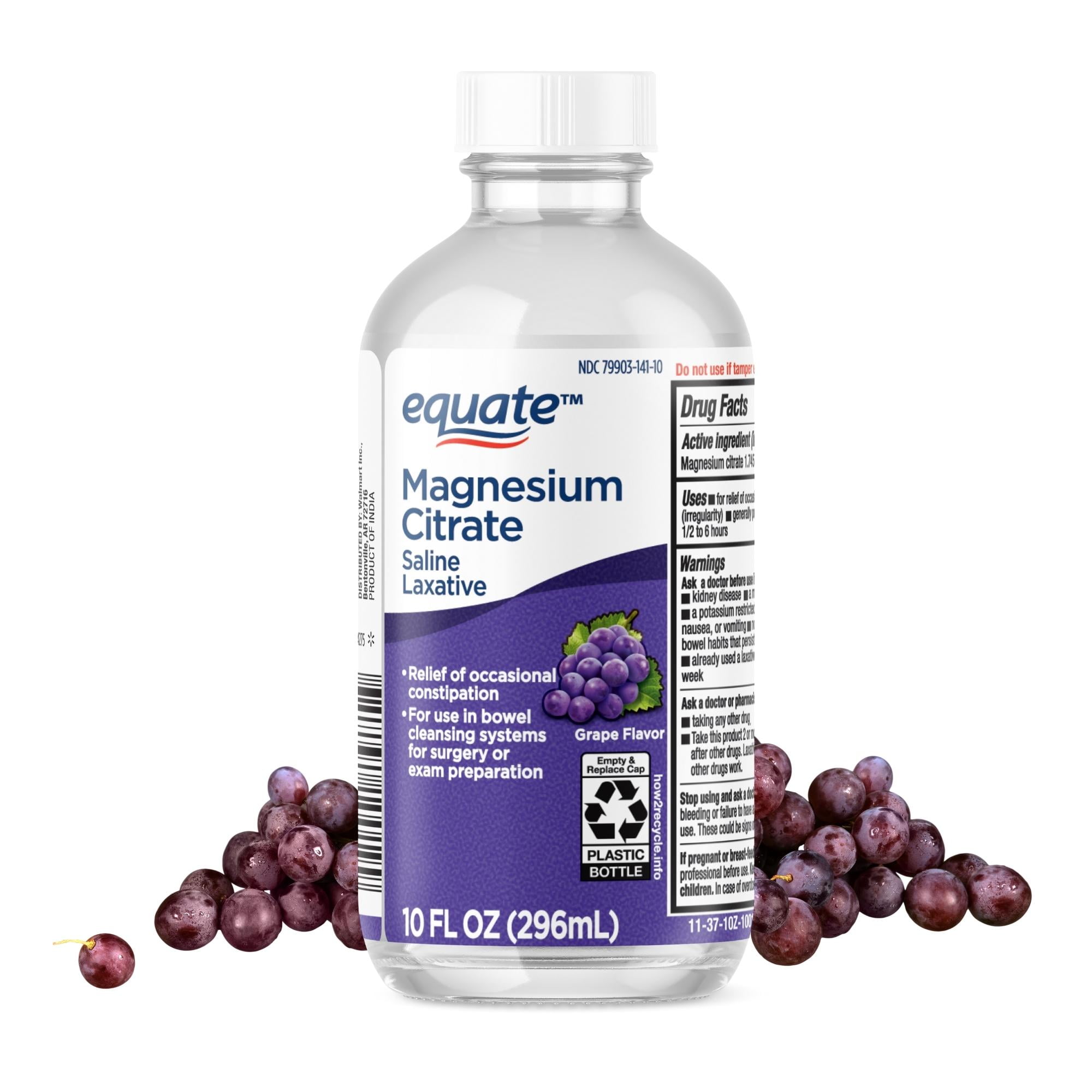 Equate Magnesium Citrate Saline Laxative Liquid Supplement, Grape