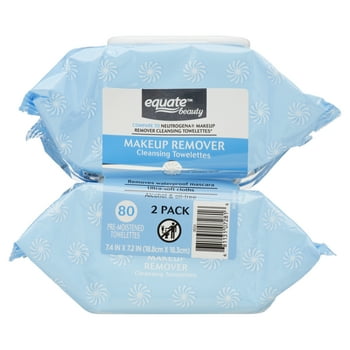 Equate Makeup Remover Cleansing Towelette Wipes by Removing Waterproof Mascara, Alcohol Free & Oil-Free (80 Count), Compare to Neutrogena® Makeup Remover Cleansing Towelettes