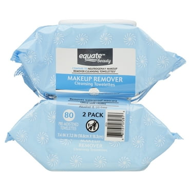Equate Makeup Remover Cleansing Towelette Wipes by Removing Waterproof Mascara, Alcohol Free & Oil-Free (80 Count), Compare to Neutrogena® Makeup Remover Cleansing Towelettes