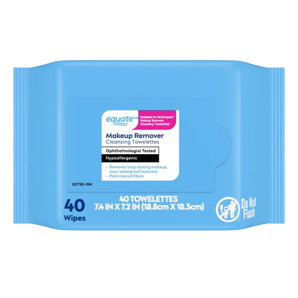 Equate Makeup Remover Cleansing Towelettes, 40 Count