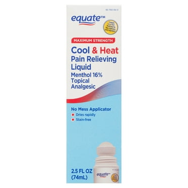 Equate Maximum Strength Strength Cool & Heat Pain Relieving Liquid Roll On 16% Menthol, 2.5 fl oz, Compare To Icy Hot® Medicated No Mess Applicator Active Ingredient