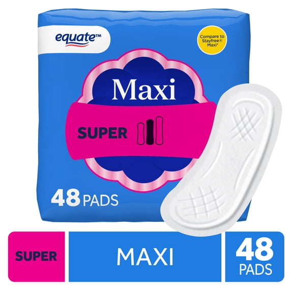 Equate Maxi Pads, Super Absorbency, Size 2, 48 Count