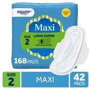 Equate Maxi Pads with Flexi-Wings, Long Super Absorbency, Size 2, 42 Count