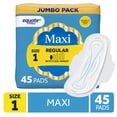 thumbnail image 1 of Equate Maxi Pads with Flexi-Wings, Regular Absorbency, Size 1, 45 Count, 1 of 12