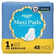 Equate Maxi Pads with Flexi-Wings, Regular Absorbency, Size 1, 45 Count