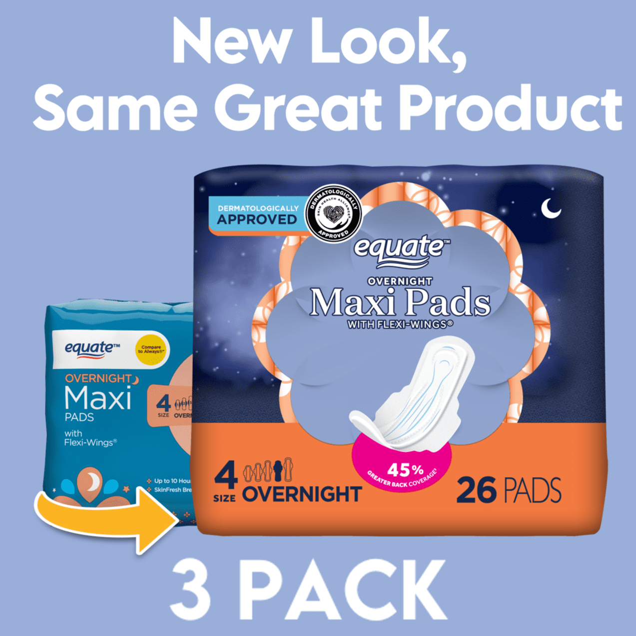 Equate Ultra Thin Pads with Wings, Unscented, Overnight