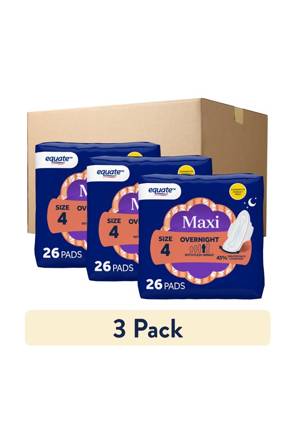 Maxi Pads with Wings, Size 4, Overnight Absorbency, Compare to Always (78 Count)