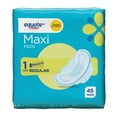 Equate Maxi Pads with Wings, Unscented, Regular, Size 1, (45 Count
