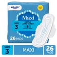 thumbnail image 1 of Equate Maxi Pads with Flexi-Wings, Extra Long Super Absorbency, Size 3, 26 Count, 1 of 12
