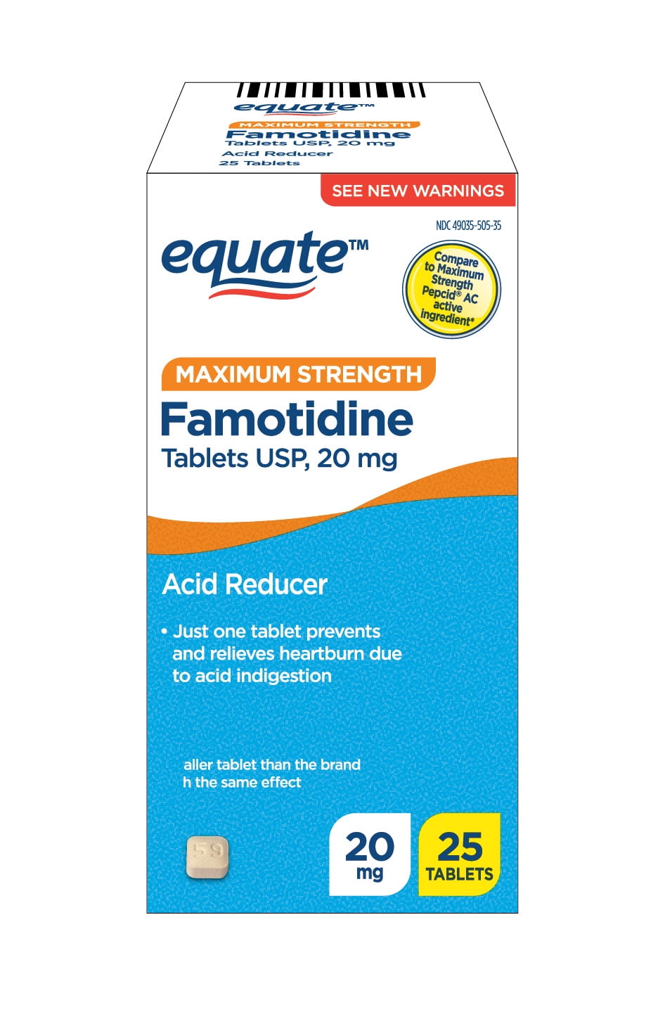 Equate Maximum Strength Acid Reducer Tablets, 20 mg, 25 Count
