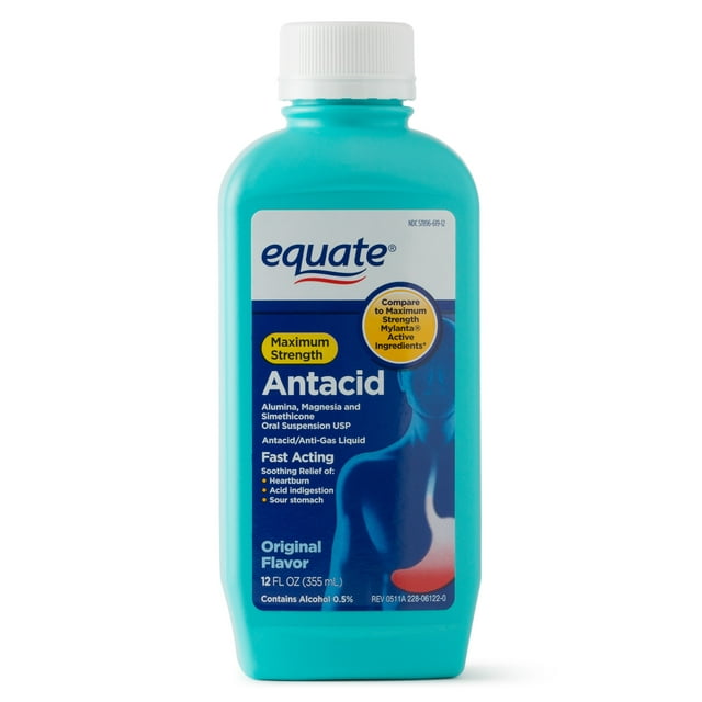 Equate Maximum Strength Antacid/Anti-Gas Original Flavor Liquid, 400 mg, 12 Oz
