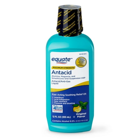 Equate Maximum Strength Antacid over-the-Counter Original Flavor Liquid, 12 fl. oz. (1Pack)