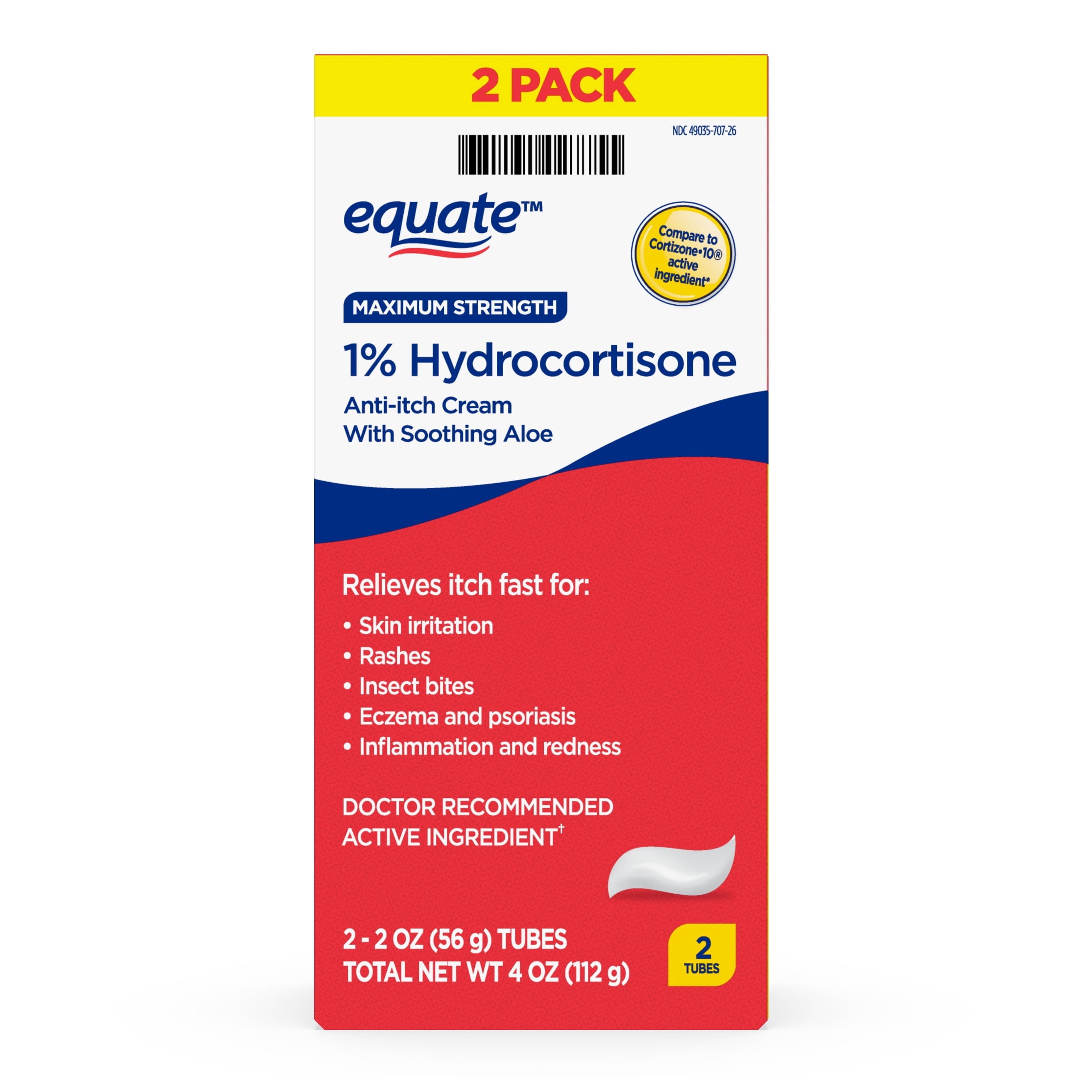Equate Maximum Strength Anti-Itch Hydrocortisone Cream, 2 oz, 2 Ct