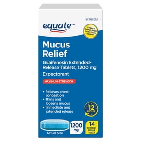 Equate Maximum Strength Chest Congestion and Mucus Relief, Guaifenesin Extended-Release Tablets, 1200 mg, 14 Ct
