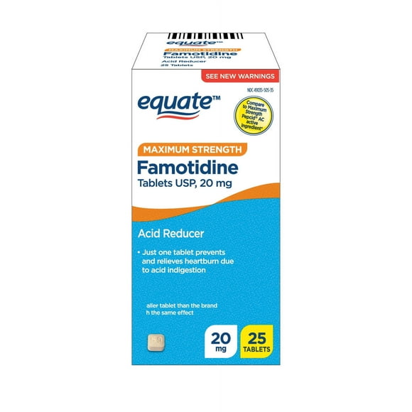 Equate Maximum Strength Famotidine 20mg Tablets, 25 Count, Compare to Maximum Strength Pepcid AC Active Ingredient