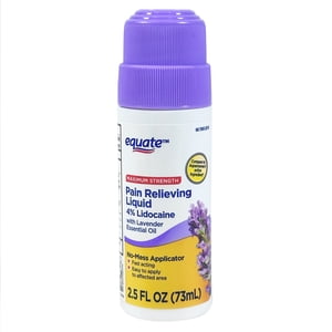Roll-On Líquido de Alivio del Dolor con Lidocaína 4% y Aceite Esencial de Lavanda, Aroma de Lavanda Calmante, Alivio de Acción Rápida, comparable al ingrediente activo de Aspercreme®, 2.5 fl oz