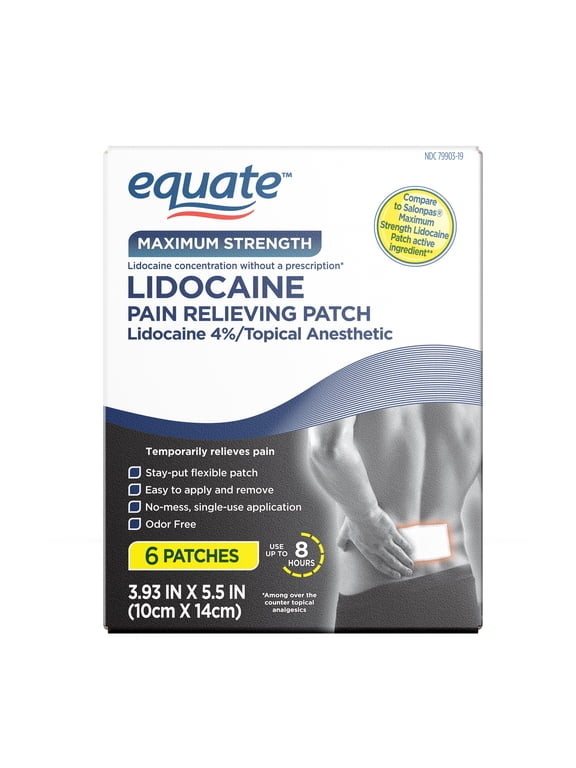 Lidocaine Pain Relieving Patch 4% Lidocaine, 6 Count, Compare to Salonpas® Lidocaine Patch Active Ingredient