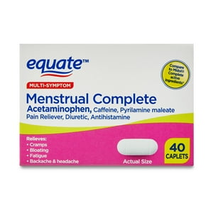 Caplets para Menstruación Completa Multi-Síntomas Equate, 40 Unidades, Comparar con Ingredientes Activos de Midol® Complete