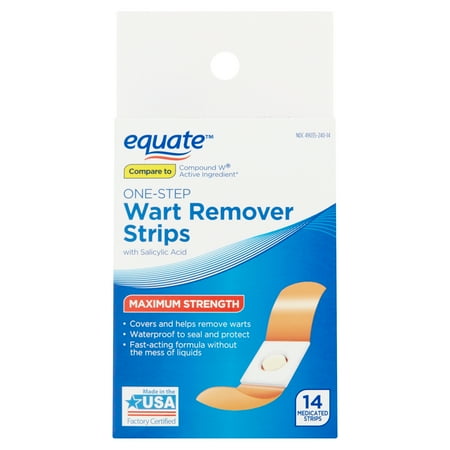 Equate Maximum Strength One-Step Wart Remover Strips, 14 count