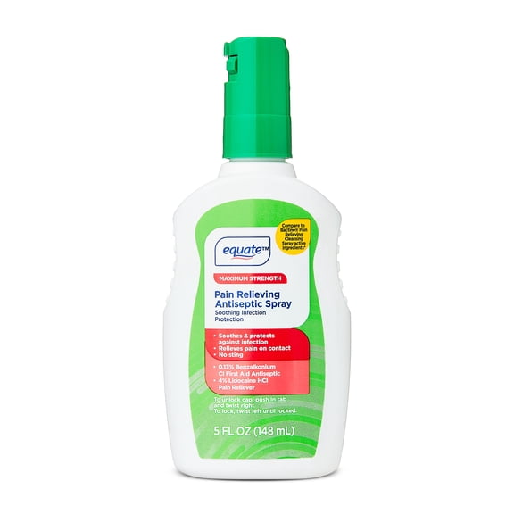 Equate Maximum Strength Pain Relieving Antiseptic Spray, Compare to Bactine® Pain Relieving Cleansing Spray Active Ingredients
