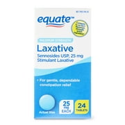 Equate Formaldehyde-Free Sennosides USP Laxatives Tablets for Constipation with 24 Tablets, 25 mg