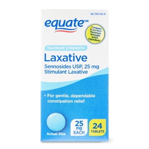Tabletas laxantes de senósidos Equate de máxima resistencia para alivio del estreñimiento, 25 mg, 24 unidades