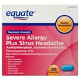 thumbnail image 1 of Equate Maximum Strength Severe Allergy Plus Sinus Headache Caplets, 20 Count, 1 of 9