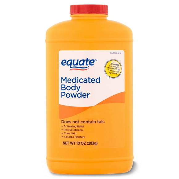 Equate Medicated Body Powder, Unscented, 10 oz, Compare to Gold Bond Medicated Body Powder Active Ingredient