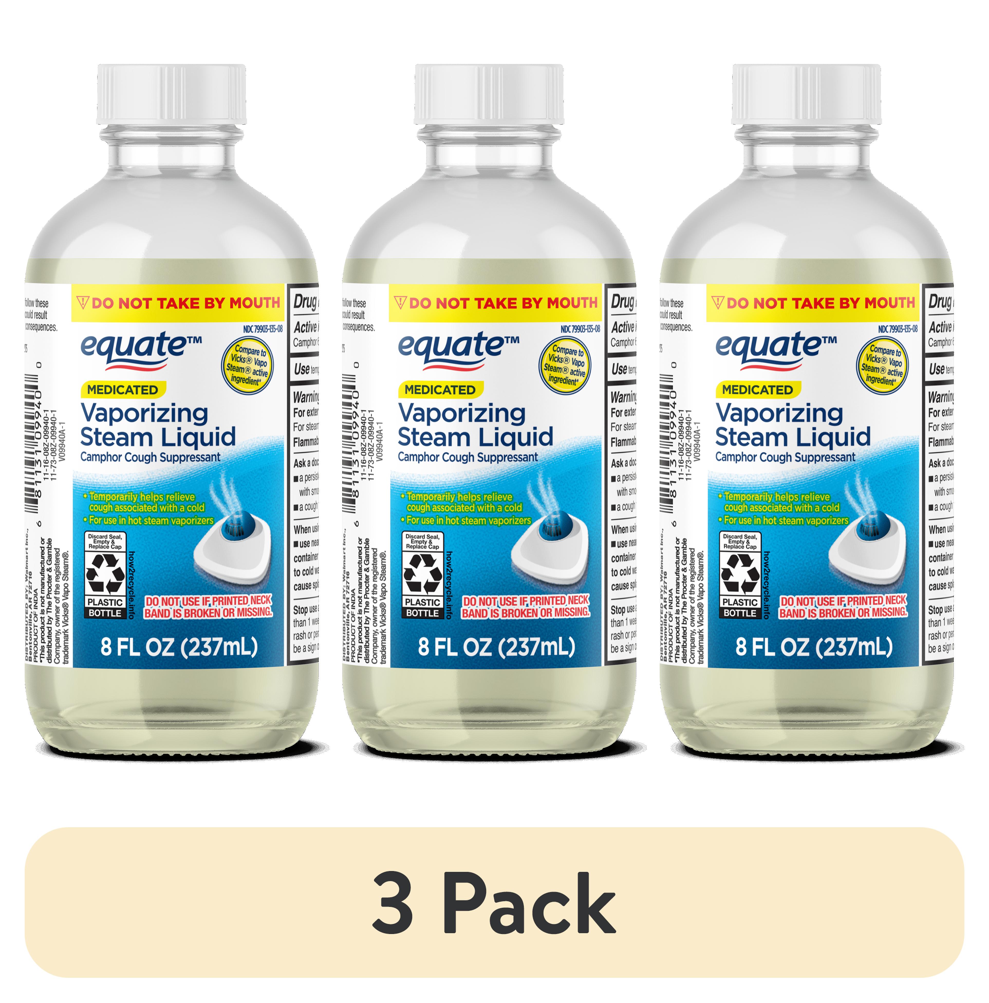 (3 pack) Equate Medicated Vaporizing Steam Liquid for Vaporizer, Sinus & Allergy Relief, 8 fl oz