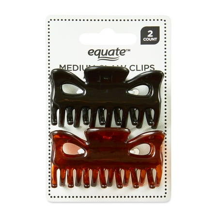 Equate Medium Claw Clips, Black and Brown, 2 Count