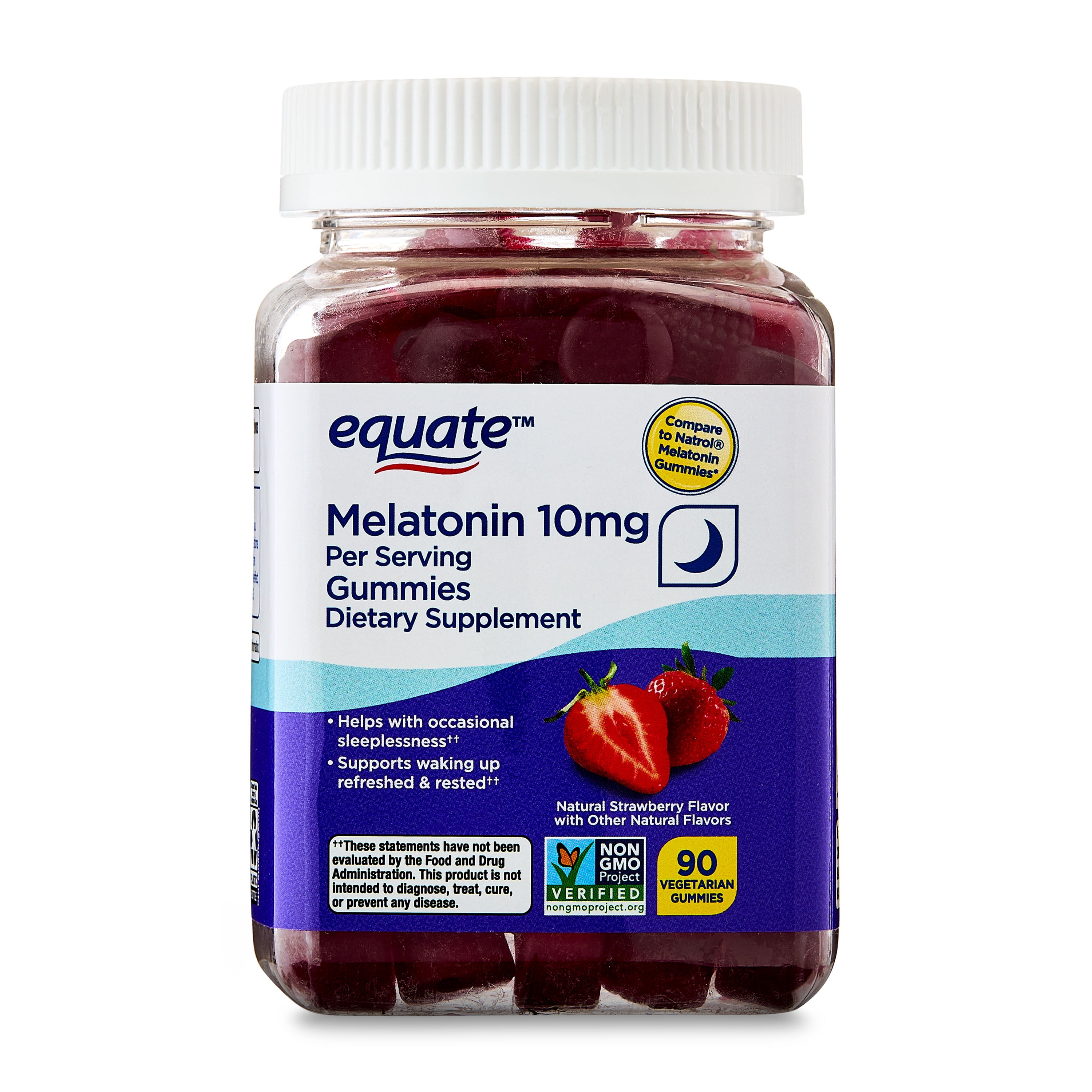 Equate Melatonin Dietary Supplement, 10 mg, 90 Vegetarian Gummies, Compare to Natrol Melatonin Gummies