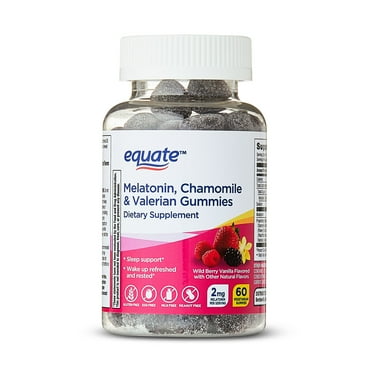 Equate Melatonin, Chamomile & Valerian Gummies Dietary Supplement, Wild Berry Vanilla Flavor, 60 Count