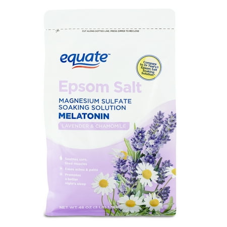 Equate Melatonin Epsom Salt, Lavender and Chamomile, 3 lbs, Compare to Dr Teal's® Epsom Salt Soaking Solution