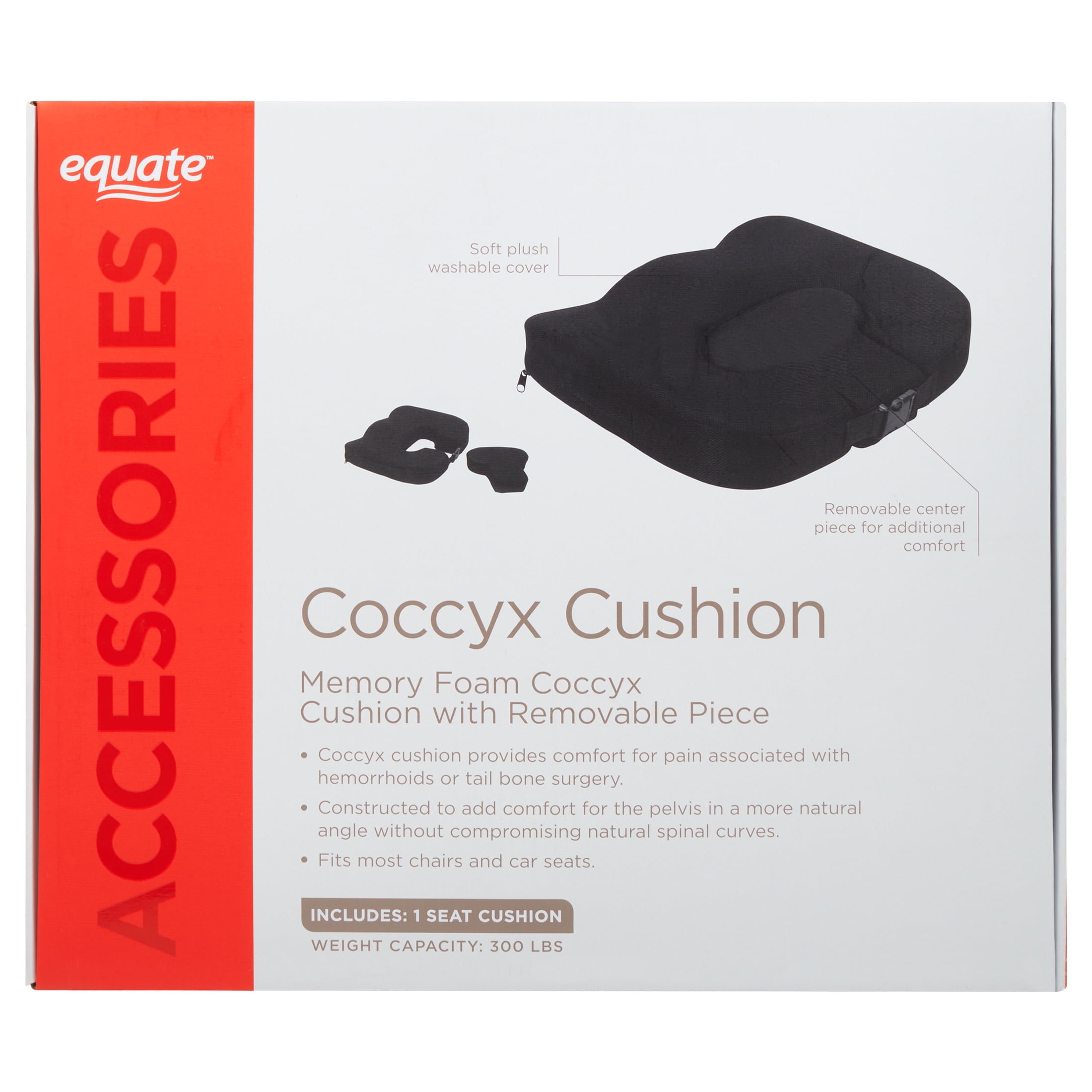 Carex Memory Foam Coccyx Seat Cushion - Tailbone Pain Relief Cushion