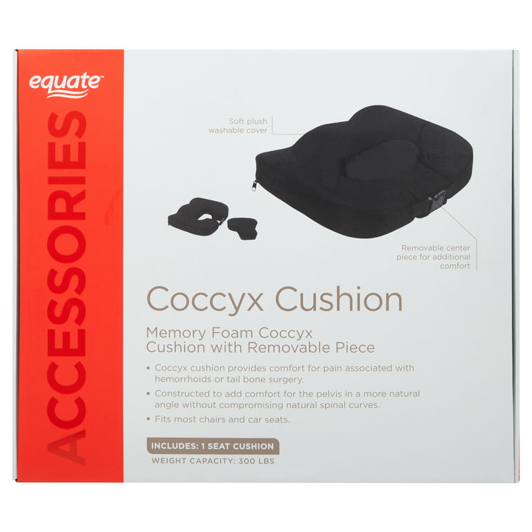 Equate Memory Foam Coccyx Cushion, Black