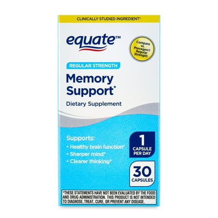 Equate Memory Support Dietary Supplement Capsules, 30 Count, Compare vs Prevagen® Regular Strength