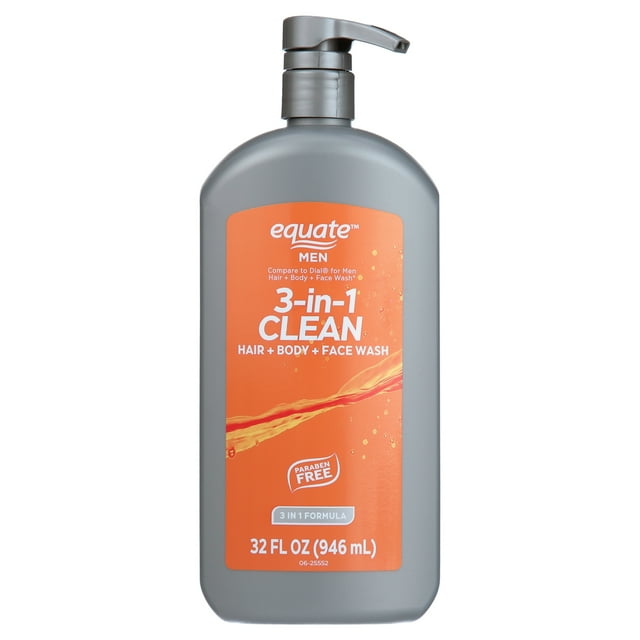 Equate Men 3in1 Hair + Body + Face Wash, 32 fl oz