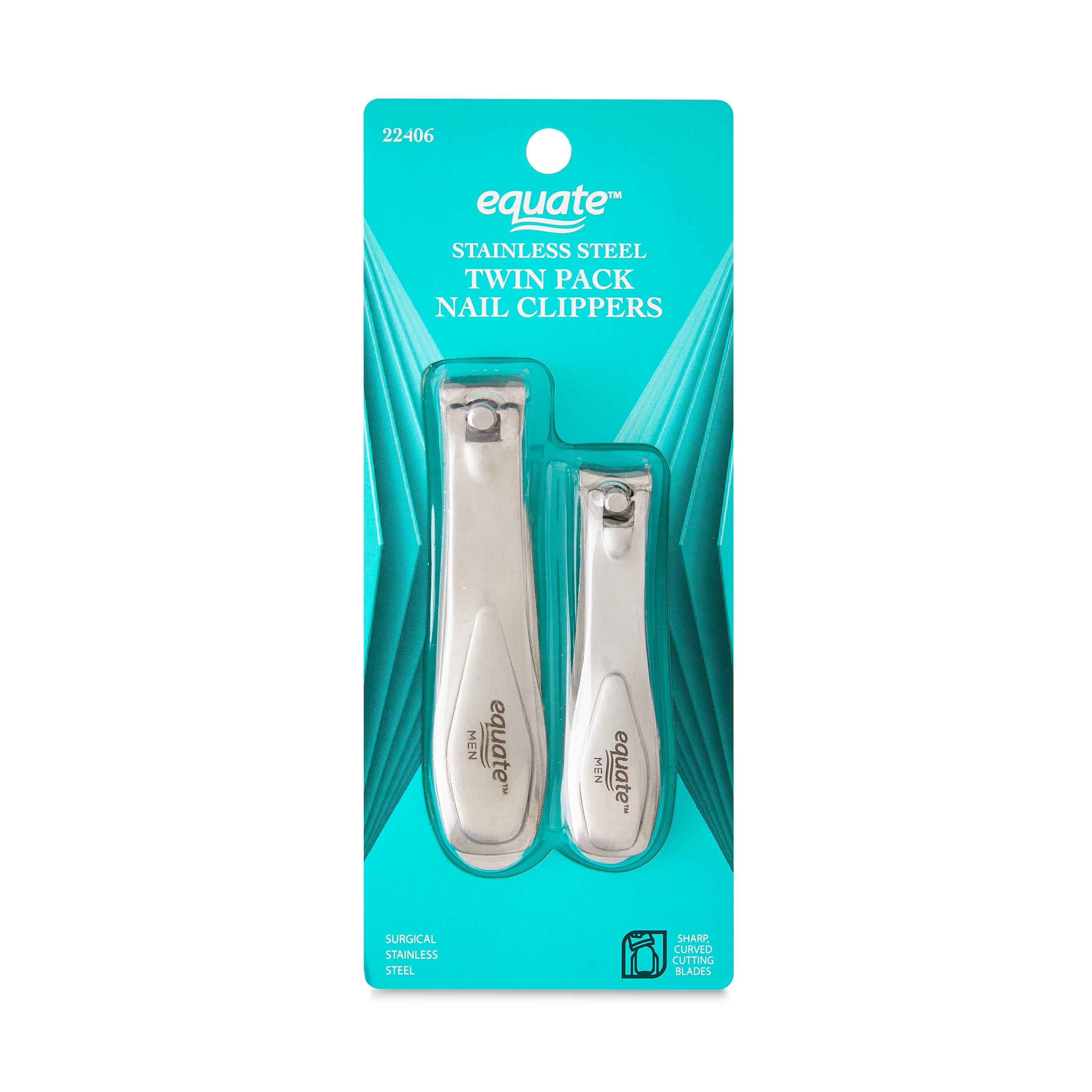 Equate Stainless Steel Twin-Pack Nail Clippers, 2 Pieces