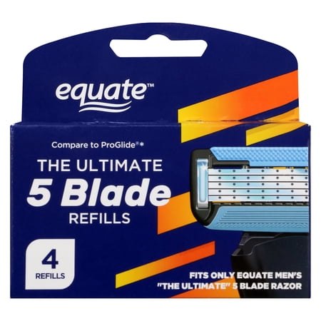 Equate Men's 5 Blade Razor Blade Refills, 4 Ct