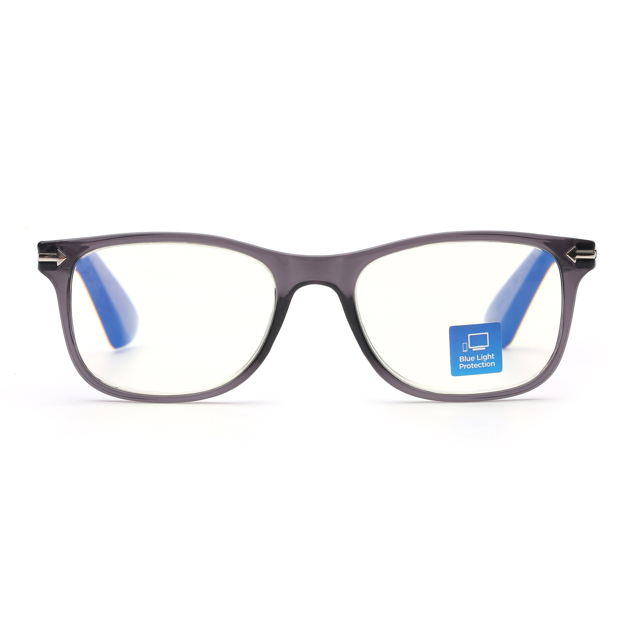 Equate Arden Bluelight Unisex Rectangular Reading Glasses with Case, Crystal Grey, +3.25